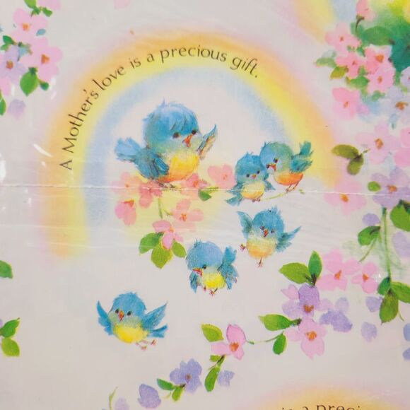 3 x Vtg 80s American Greetings Gift Wrapping Paper Mothers Day Flower Bluebirds - Picture 3 of 4